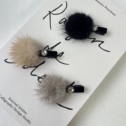 蓬松柔软温暖闪钻貂毛秋边夹发夹-纪念日百货门店同款167748109 商品图0