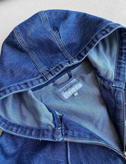 D121112美式复古风水洗牛仔连帽拉链美式连帽夹克外套 商品图3