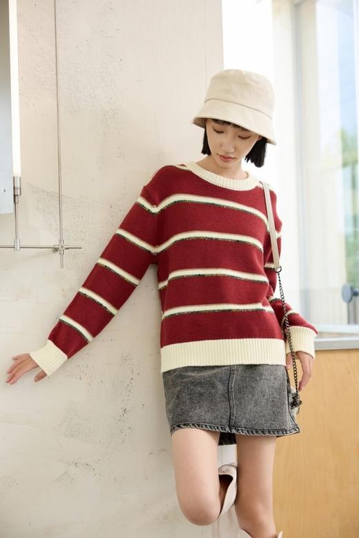 LNNNS 撞色条纹软糯套头宽松毛衣 21998 商品图3