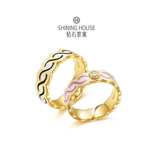 【无限】【花样琅漫】钻石世家 花样琅漫·无限系列 足金镶钻挂坠 足金镶钻戒指情侣戒 足金耳饰  德国黄金工艺手工拍平珐琅结合【不含链子】【黄金产品不支持无理由退换货】预计3天发货 商品图5