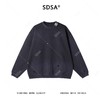 SDSA男士秋冬新款痞帅男装设计感磨破印花时尚圆领卫衣百搭宽松 商品缩略图0