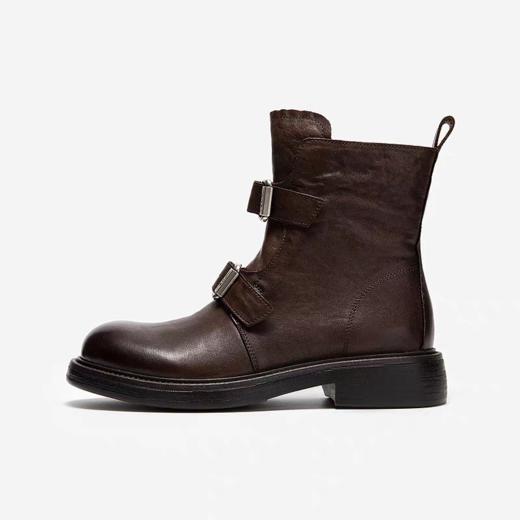 MIO米奥马丁靴皮带扣短靴2025冬季新款复古切尔西靴厚底皮靴女靴 商品图3