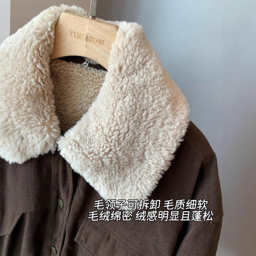 韩女范儿！2025磨绒灯芯绒工艺宽松小短款可拆卸毛领灯芯绒外套！ 商品图2