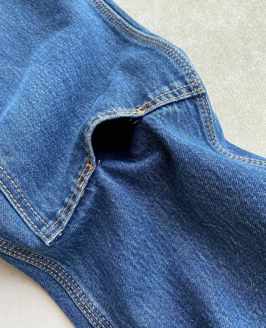 D121113新款精典方形LOGO多口袋石洗宽松直筒工装牛仔裤 商品图11