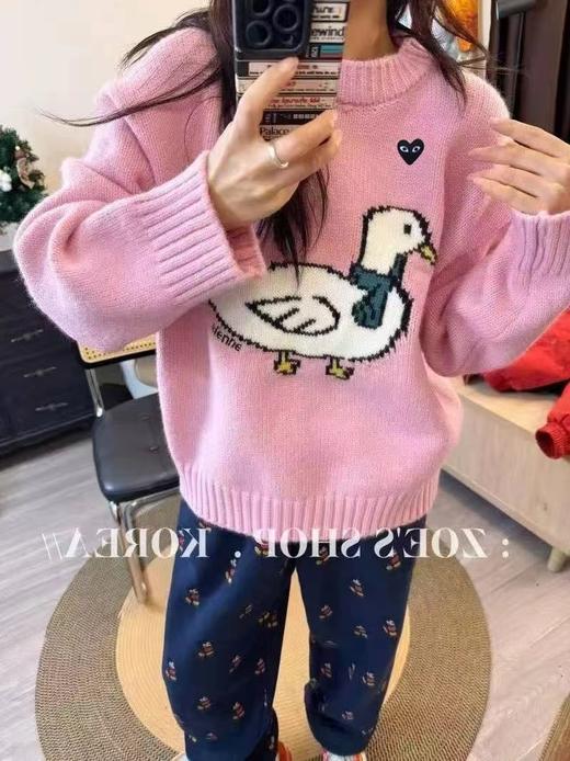 D121104柔和粉色俏皮减龄温柔风圆领套头针织衫女 商品图0