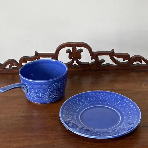 英国 Staffordshire 蓝色手柄咖啡杯碟2pcs B0308 商品图2