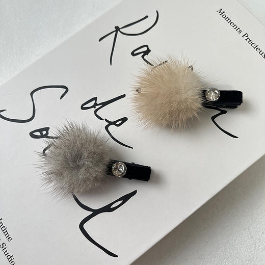 蓬松柔软温暖闪钻貂毛秋边夹发夹-纪念日百货门店同款167748109 商品图1