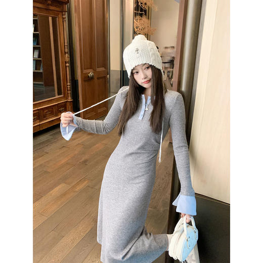 <曾小咸推荐>现货秒杀！微信超特价！撞色针织长袖连衣裙 日常199.99 立减100 秒杀99.99！！ 商品图3