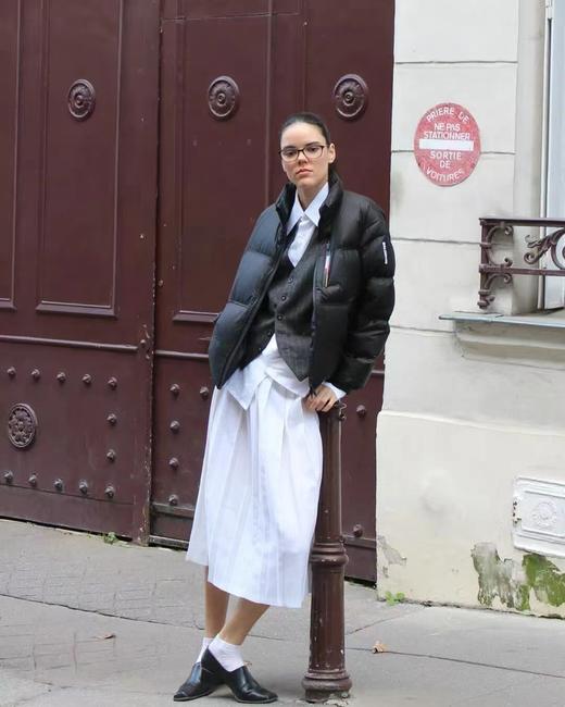 D121139格纹防泼水涂层面料Contour立领羽绒服男女同款 商品图8