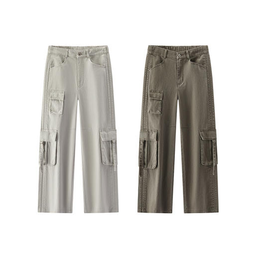 商场同款|森马休闲裤女春季做旧纯棉工装裤2026新款设计感阔腿裤 商品图4