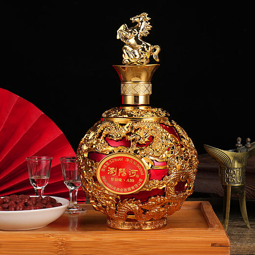 【马年专属、六粮固态、陶坛陈藏】浏阳河酒 梦仙缘A99浓香型白酒骏马瓶盖的龙纹瓶身，送礼佳品 商品图6