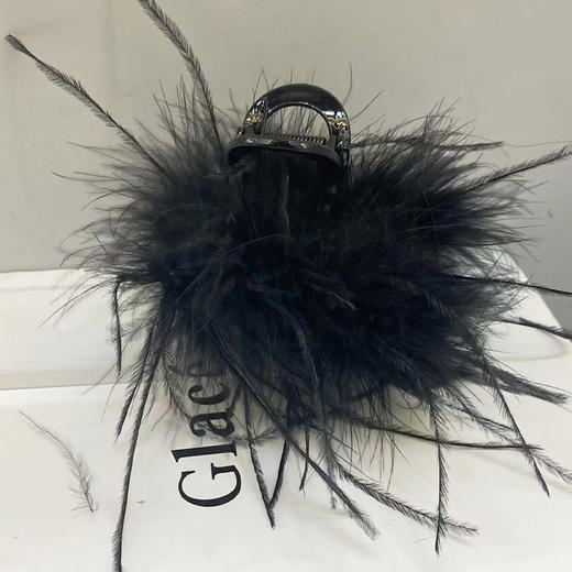 新款鸵鸟羽毛抓夹气质女后脑勺盘发夹-纪念日百货门店同款 160096726 商品图3