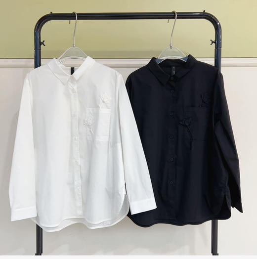 水淼2026春新款立体剪裁贴花开叉显瘦国风衬衫2179 商品图0