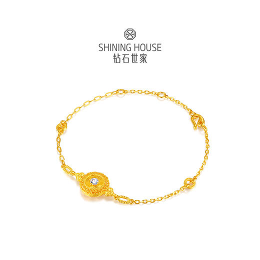 【巳来运转系列】钻石世家 如意罗盘手链 足金手链 以象征财运富贵长寿的灵蛇纹融入吉祥元素，黄金与闪耀钻石的时尚设计蕴藏金蛇庇护，蛇来运转的巧思【黄金产品不支持无理由退换货】预计3-5天发货 商品图2