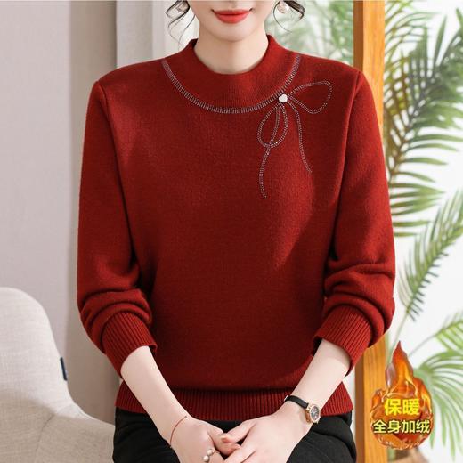 【柔软亲肤面料细腻❗️优雅简约时尚不凡】冬季妈妈装加绒毛衣加厚女士针织衫一体绒保暖上衣洋气婆婆打底衫。jb 商品图0