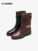 莱尔斯丹YOUNG2025秋冬新款时尚通勤粗跟真皮短筒靴子女鞋30302V 商品缩略图2