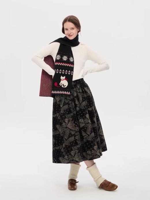 local tag/lt25awk36/费尔岛毛线小猫 柔软提花围巾 商品图2