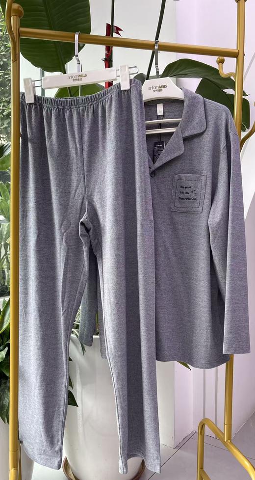 长袖长裤德绒棉翻领套装男款睡衣舒适透气高级1415346 商品图3