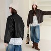 HR YYG83020机车风外套时尚百搭宽松加绒保暖休闲皮衣夹克 商品缩略图2
