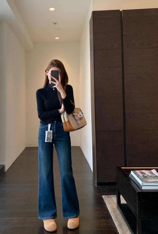 秒变超模腿！2025秋冬复古猫须水洗色系百搭显瘦微喇牛仔裤女款！ 商品图5