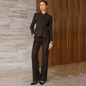 IWY/棕色西装外套阔腿裤两件套女总裁职业装气质高端时尚套装CP2583