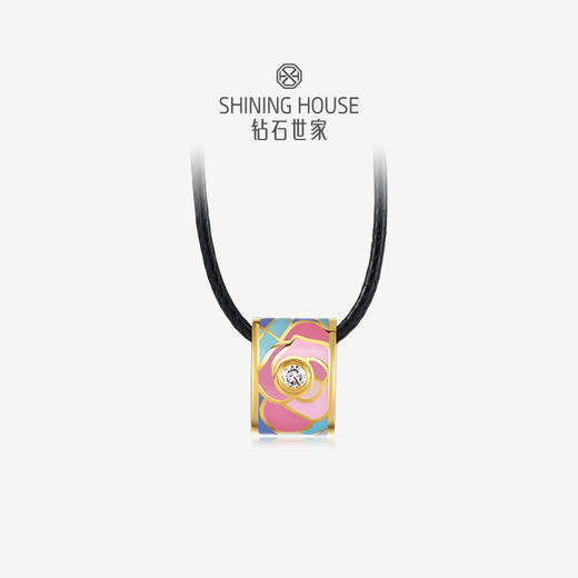 【玫瑰】【花样琅漫】钻石世家 花样琅漫·玫瑰系列 足金镶钻挂坠 足金镶钻戒指 足金耳饰  以德国黄金工艺与手工拍平珐琅结合【不含链子】【黄金产品不支持无理由退换货】预计3天发货 商品图0