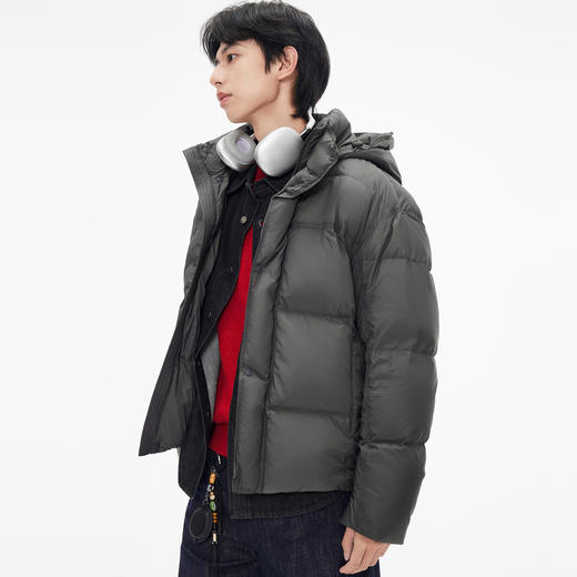gxg.jeans男装  灰色简约休闲保暖面包服羽绒服外套男 25年冬 商品图3