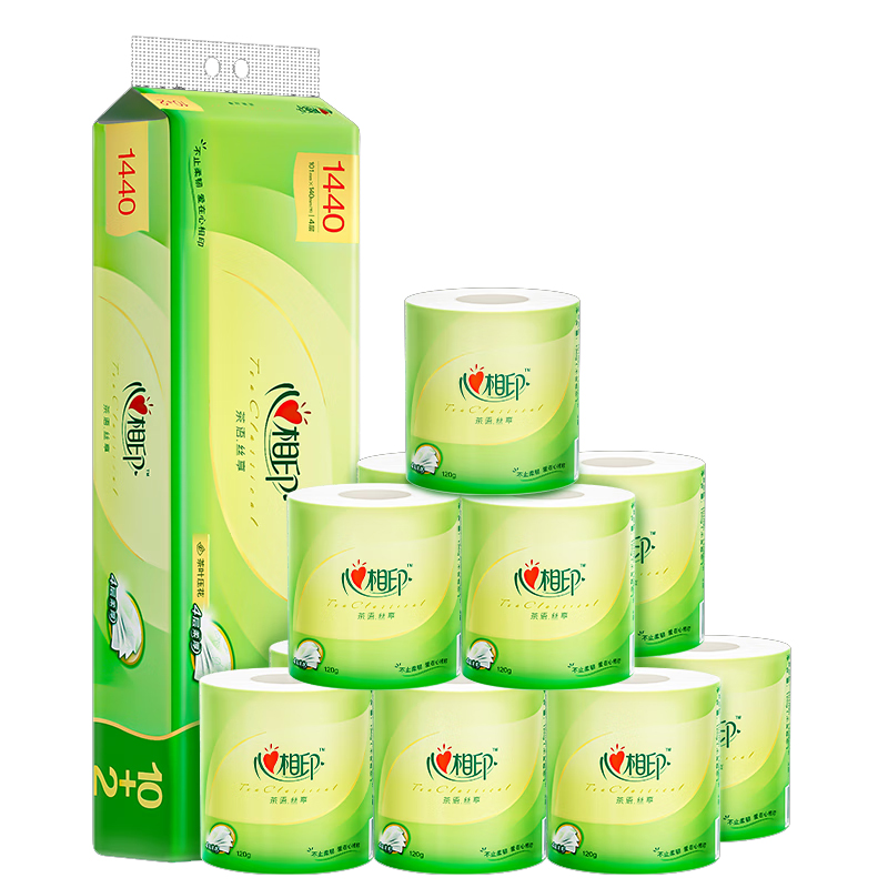 RW412（单提）心相印茶语丝享140克12粒装四层无芯卫生纸