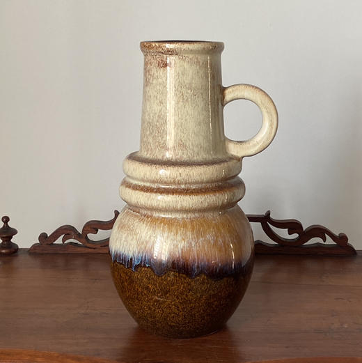1970s西德熔岩花瓶fat lava 米棕色单耳Scheurich B0292 商品图0