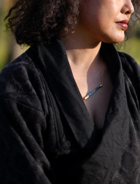 战国蓝琉璃管24k金镶嵌项链