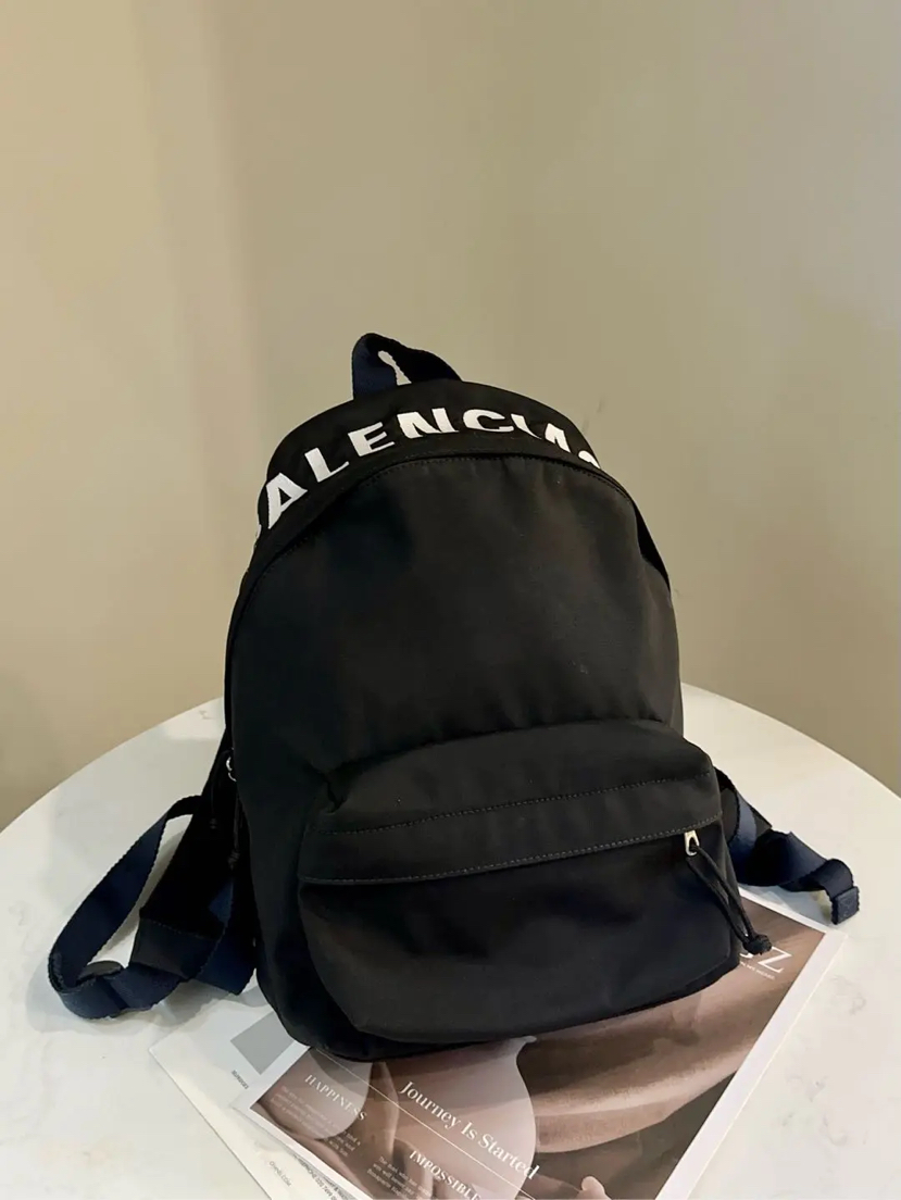 巴黎世家 黑色 帆布 双肩包