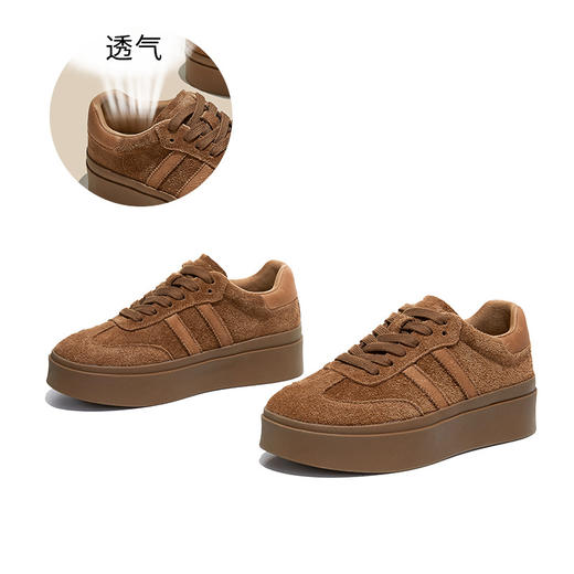 头层牛皮乌拉草猪皮鞋垫德训鞋2026春季新款休闲阿甘鞋厚底运动鞋 商品图3