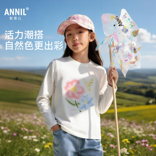 女童圆领长袖针织衫春季新款安奈儿童装EG611576 商品图1