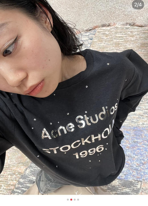 𝟐𝟓𝐀𝐜𝐧𝐞镜面烫钻长T恤打底衫𝟏𝟗𝟗𝟔闪银限定121106 商品图8