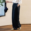 牧衣游原创 丝绒净色休闲长裤新款垂感显瘦蓝色宽松百搭裤子 今喜 商品缩略图0