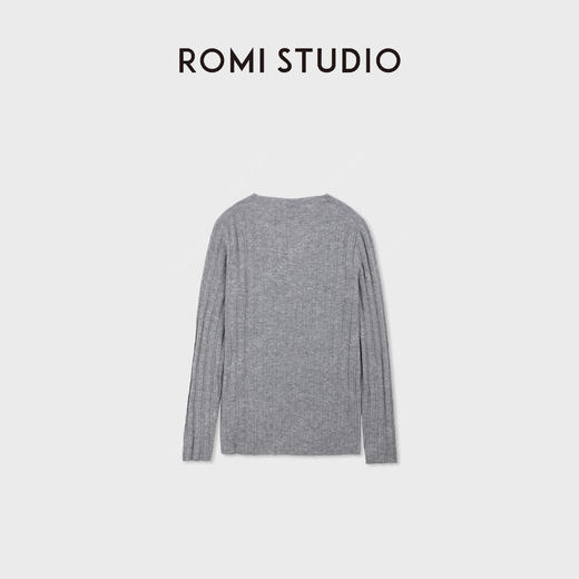 ROMI STUDIO“优雅舒适”100%羊毛坑条立体V领套头毛衫 RWDSS61819 商品图2
