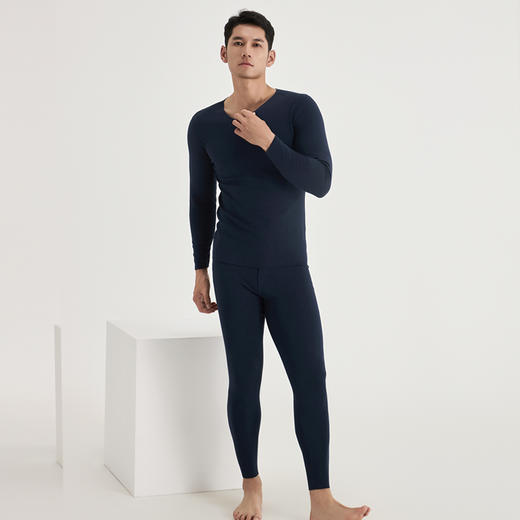 weyo冬季男款单面德绒打底圆领内衣保暖衣套装F2831 商品图2