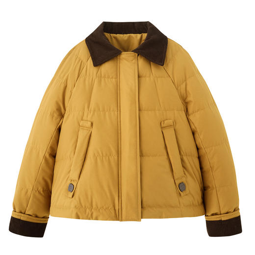 HR JYJ25153休闲风白鸭绒灯芯绒翻领短款轻薄羽绒服 商品图4