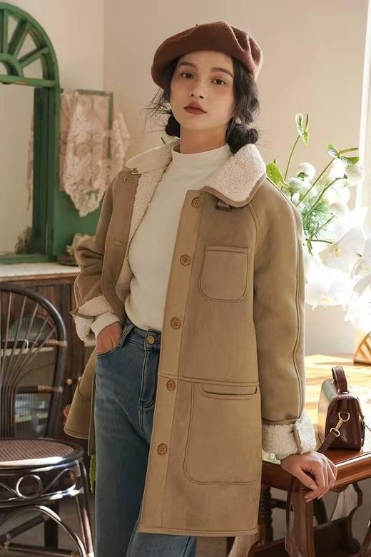 HAYES 文艺高级感皮毛一体毛绒大衣外套 22008 商品图0