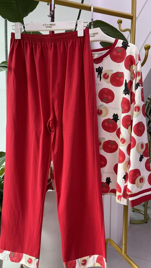 长袖长裤丝光棉圆领女款套装睡衣舒适透气1415332 商品图2