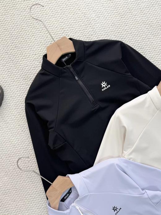 D121151轻量透气户外运动登山徒步半拉链女款长袖抓绒衣 商品图2