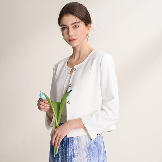 EITIE爱特爱圆领收腰显瘦2026春季新款西装外套A2603101 商品图1