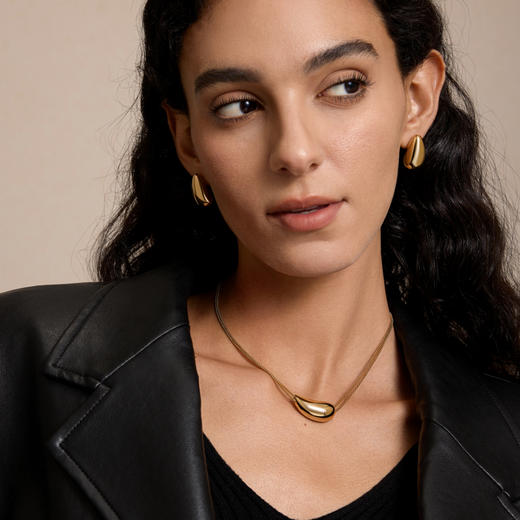 【赵丽颖&佟丽娅&曾黎&刘忻同款】Drop水滴系列 | 金色小水滴耳环&项链套装 商品图3