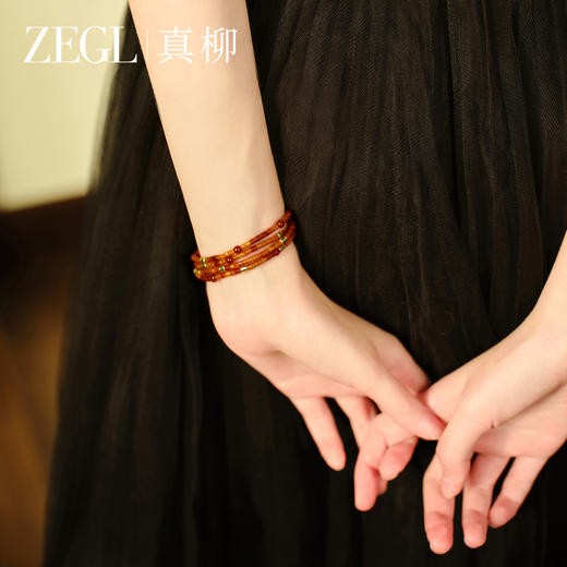ZEGL晚霞系列天然红玛瑙手链高级轻奢小众手串女红色新年秋冬手饰 商品图2
