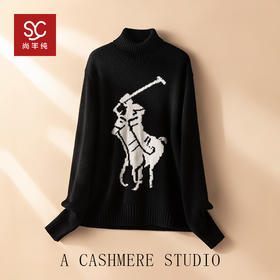 100%Baby小山羊绒~拉*伦嵌花高领马标山羊绒衫BABY250510