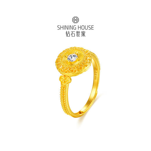 【巳来运转系列】钻石世家 如意罗盘戒指  足金钻石戒指 以象征财运富贵长寿的灵蛇纹融入吉祥元素，黄金与闪耀钻石的时尚设计寓意金蛇庇护 蛇来运转【黄金产品不支持无理由退换货】预计3-5天发货 商品图2
