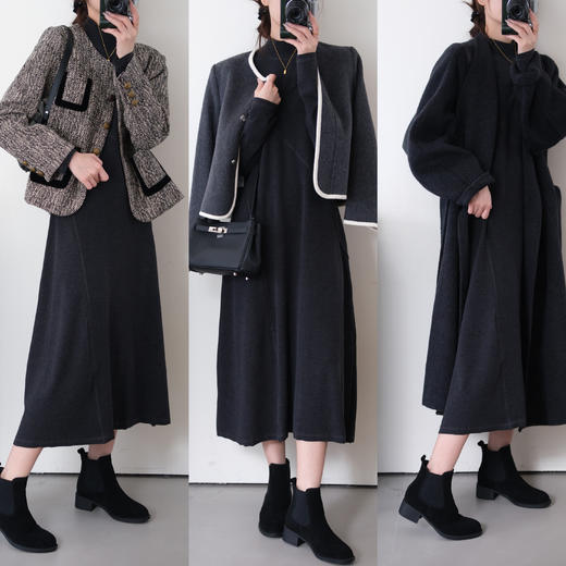 假两件微磨毛显瘦320g连衣裙 商品图8