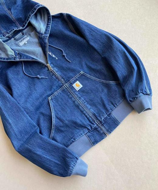 D121112美式复古风水洗牛仔连帽拉链美式连帽夹克外套 商品图8