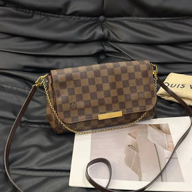 lv 棕棋盘格 中号 Favorite 挚爱 斜挎包