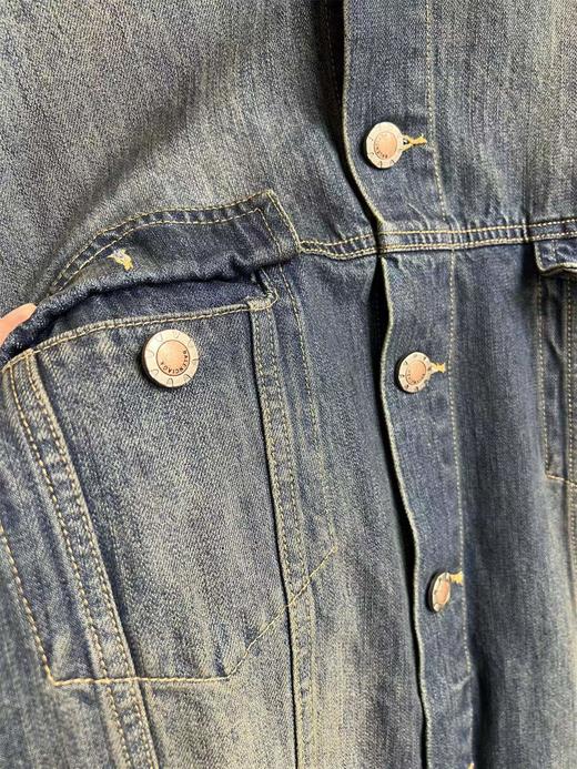 D121143新款条纹单排扣洗水蓝情侣休闲牛仔外套 商品图3